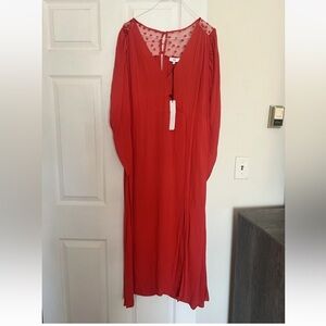NSR Vibrant Red Long Sleeve Dress